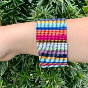 Multi-Color Stripe Seed Bead Bracelet by Ink + Alloy